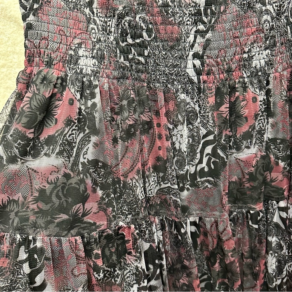 Lapis women’s tiered boho skirt smocked Whimsigoth floral grunge medium-large - Picture 3 of 10